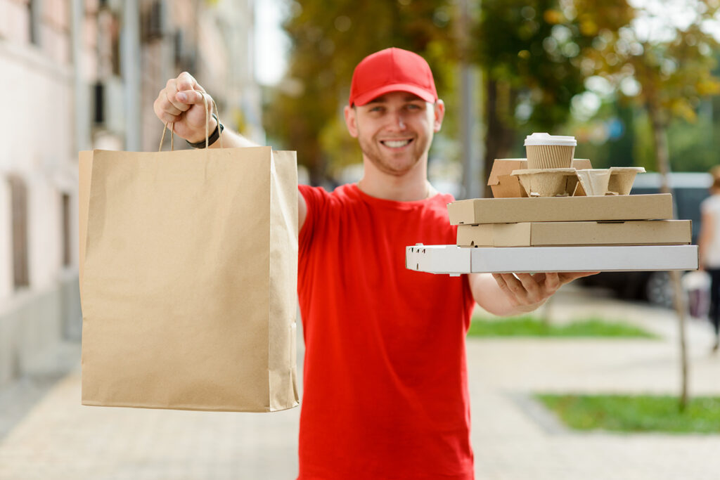 Man giving food delivery service